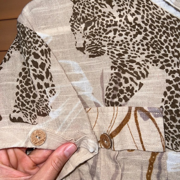 Z & L Cropped Top Safari Animal Print Linen Cotton Women’s size Medium - Picture 4 of 7